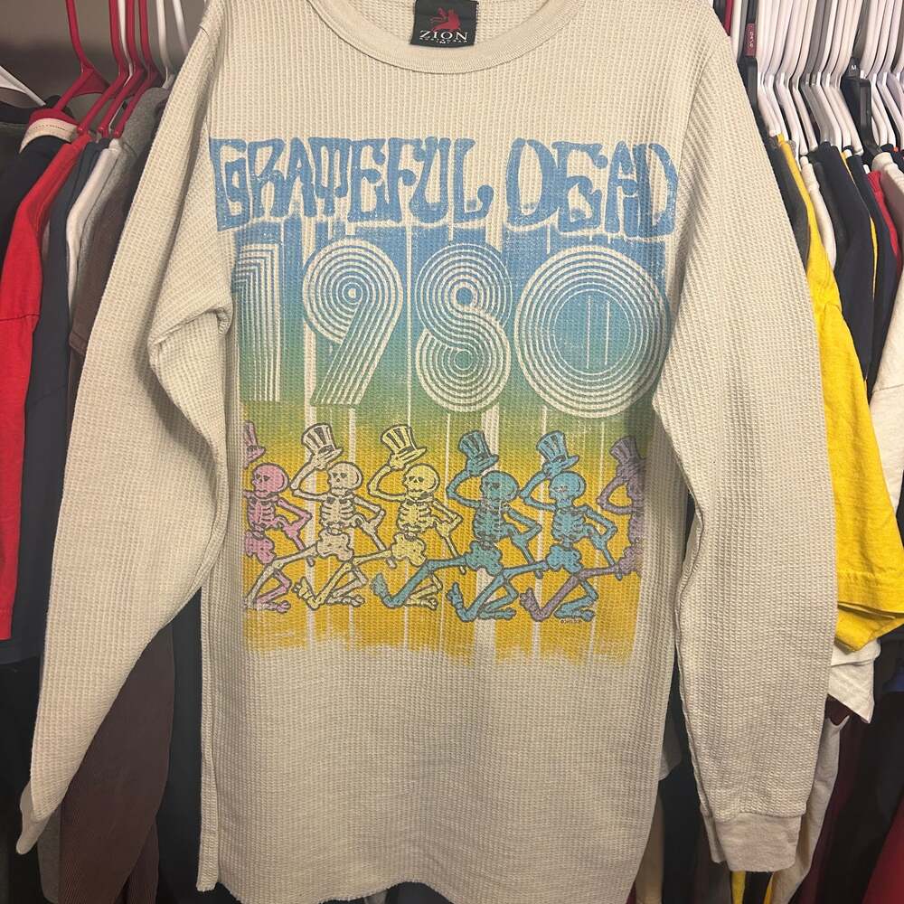 Grateful Dead Long Sleeve Thermal Shirt Skeleton Band Hippy